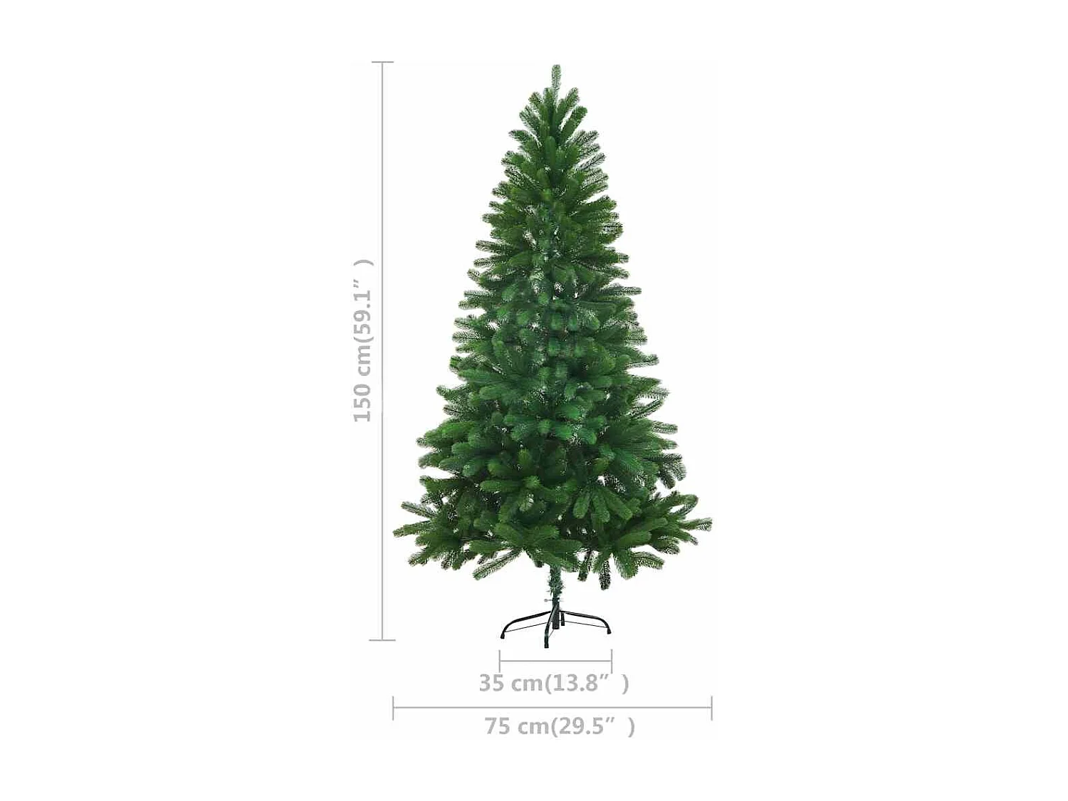 Árbol de Navidad preiluminado con luces y bolas verde 150 cm