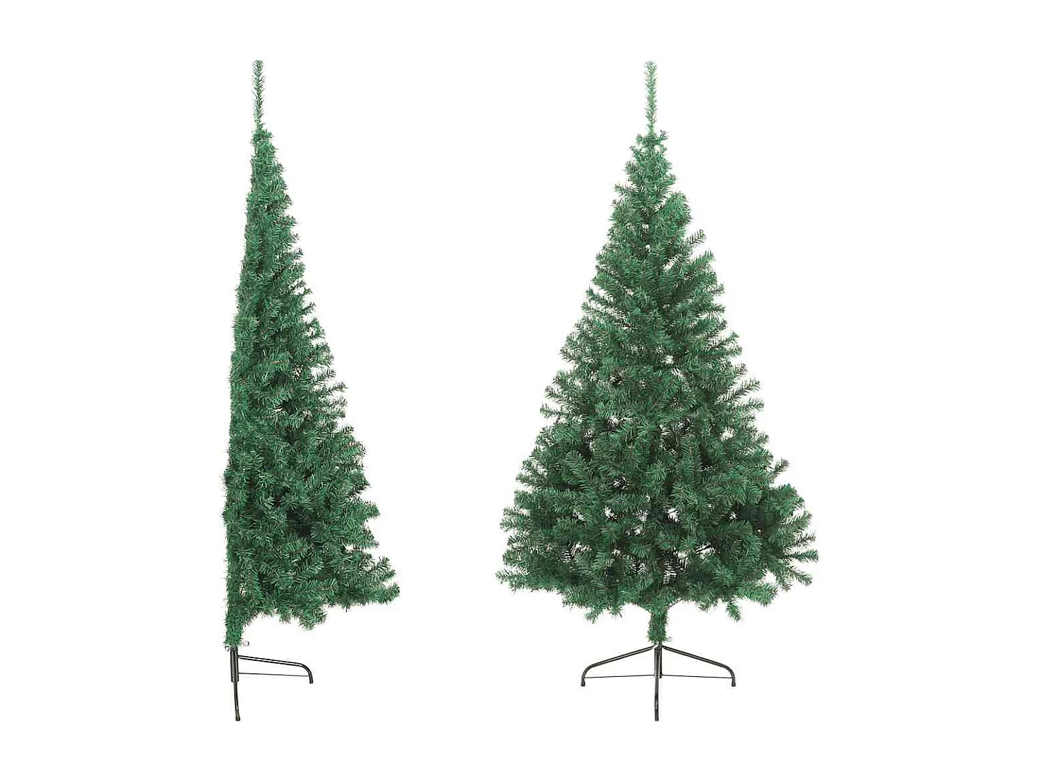 Medio árbol de Navidad artificial con soporte PVC verde 210 cm