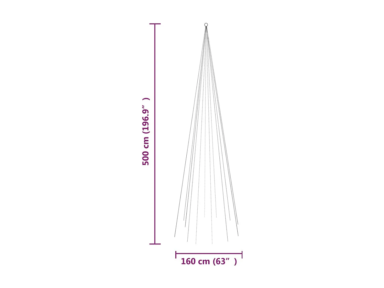 Albero di Natale Pennone Bianco Freddo 732 LED 500 cm