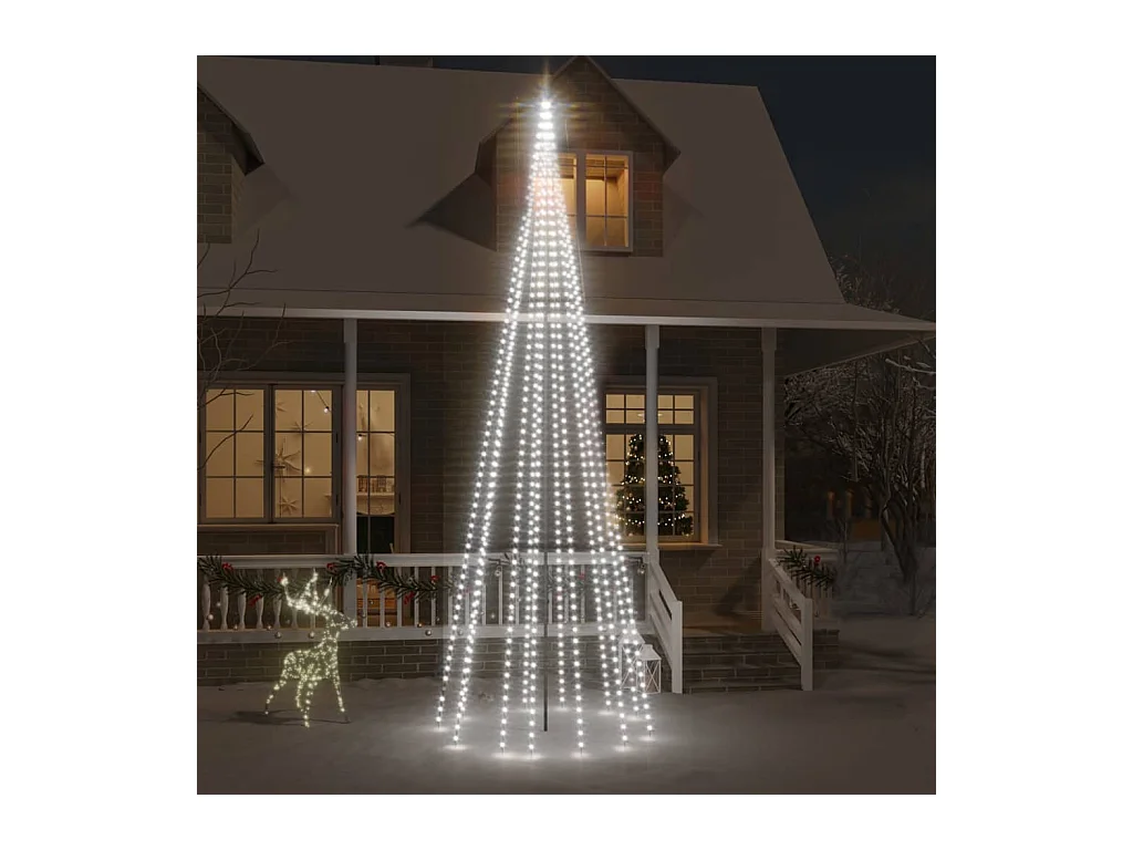 Sapin de Noël sur mât de drapeau 732 LED Blanc froid 500 cm