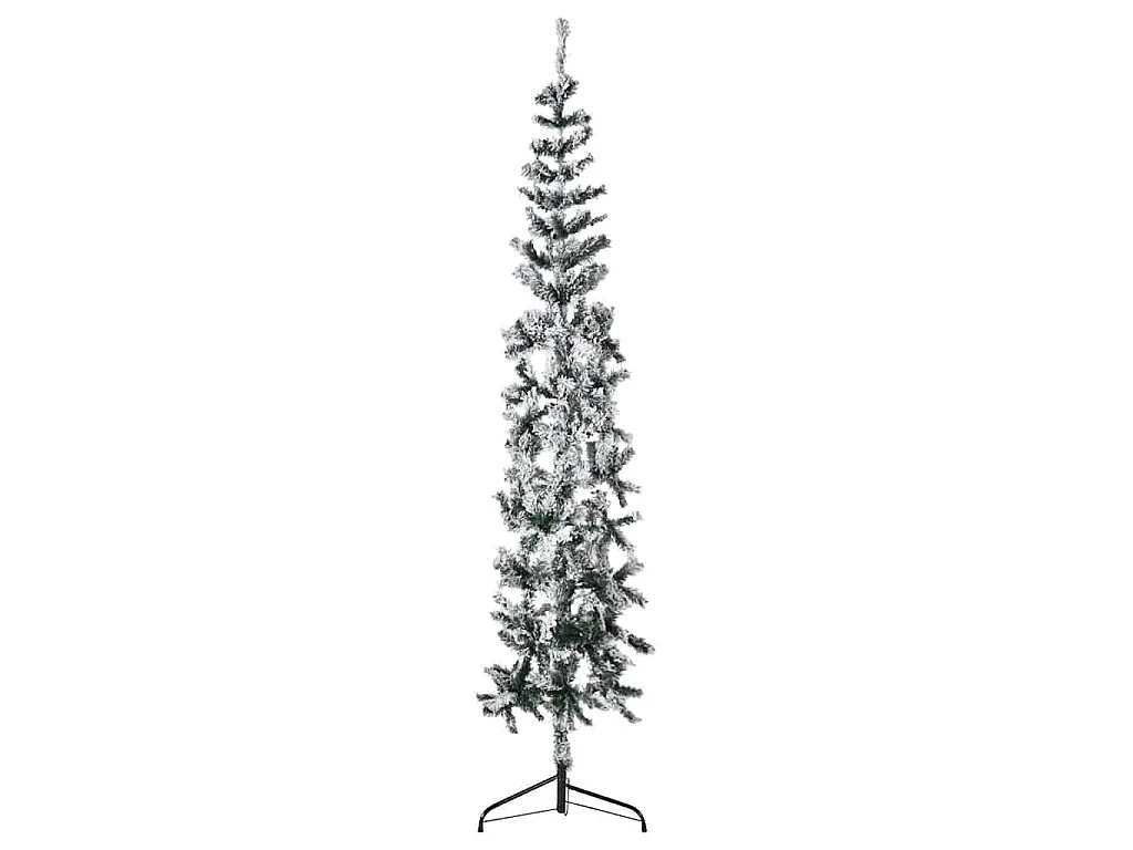 Demi sapin de Noël artificiel mince avec neige floquée 180 cm