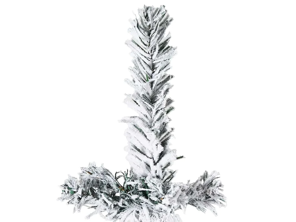 Demi sapin de Noël artificiel mince avec neige floquée 180 cm