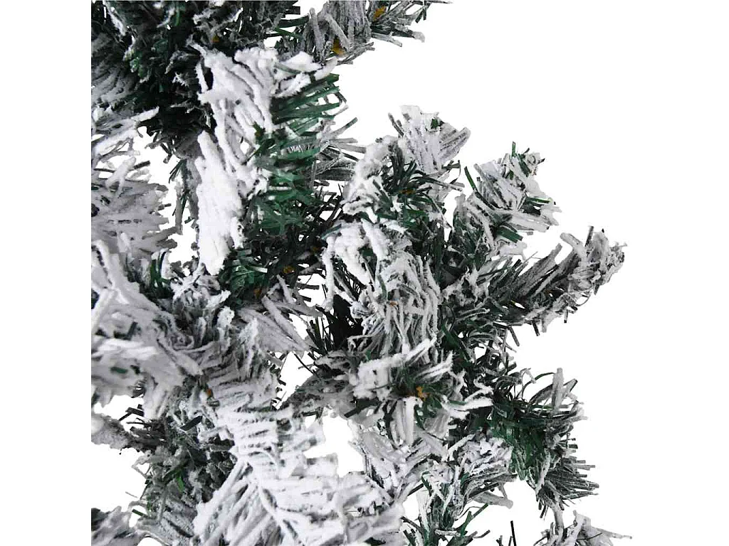 Demi sapin de Noël artificiel mince avec neige floquée 180 cm