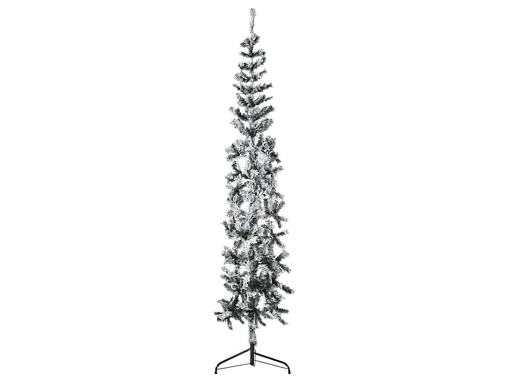 Kunstkerstboom half met sneeuw smal 180 cm