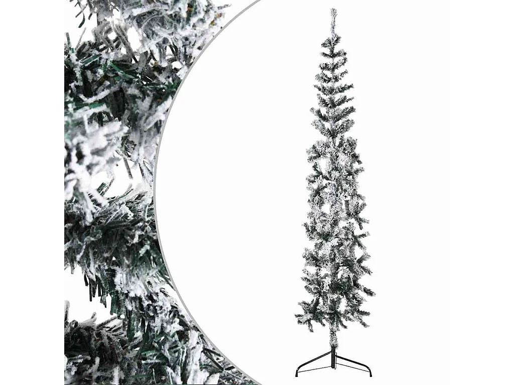 Kunstkerstboom half met sneeuw smal 180 cm