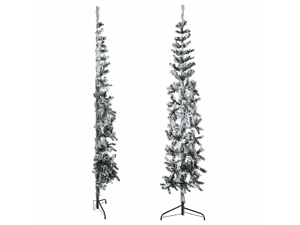 Kunstkerstboom half met sneeuw smal 180 cm