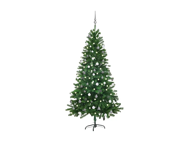 Árvore Natal artificial pré-iluminada c/ bolas 180 cm verde