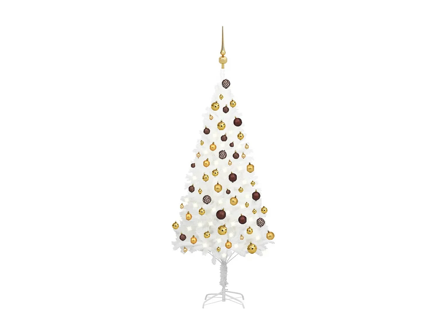 Arbre de Noël artificiel pré-éclairé et boules blanc 120 cm