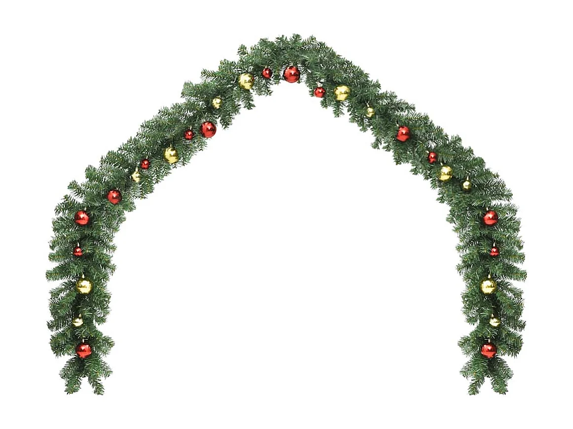 Grinalda de Natal decorada com enfeites e luzes LED 5 m