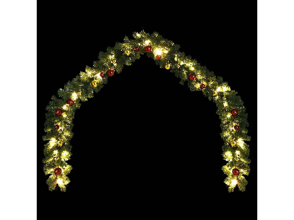 Grinalda de Natal decorada com enfeites e luzes LED 5 m