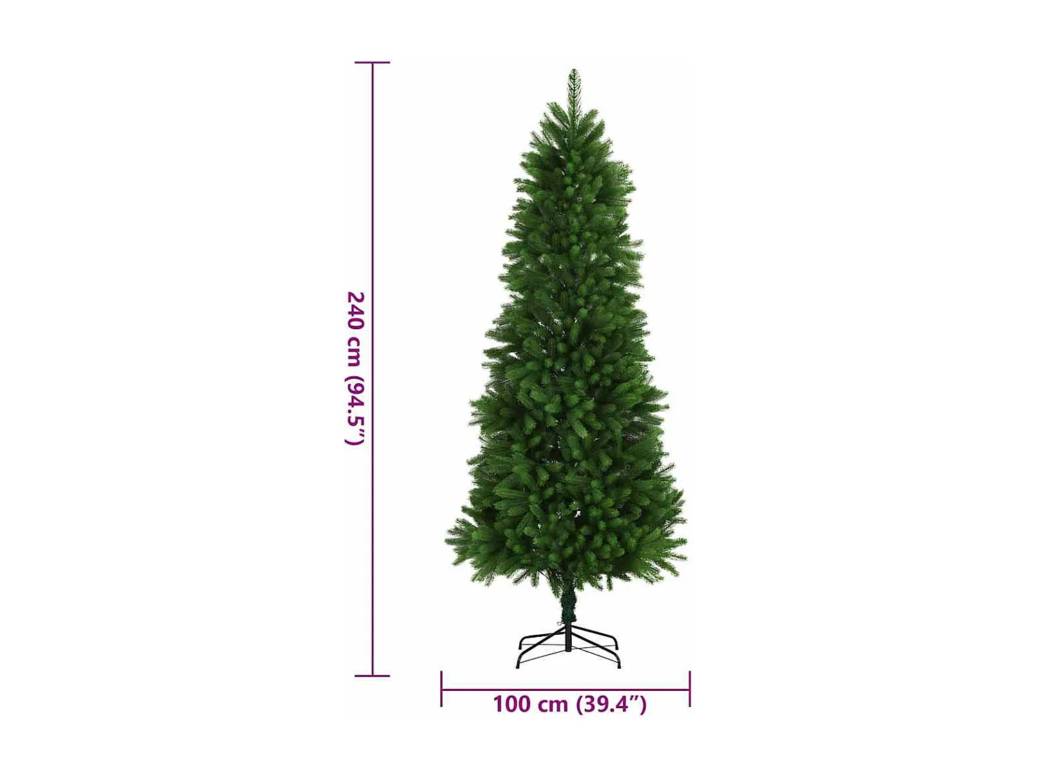 Albero di Natale Artificiale Realistico con Punte 240 cm Verde