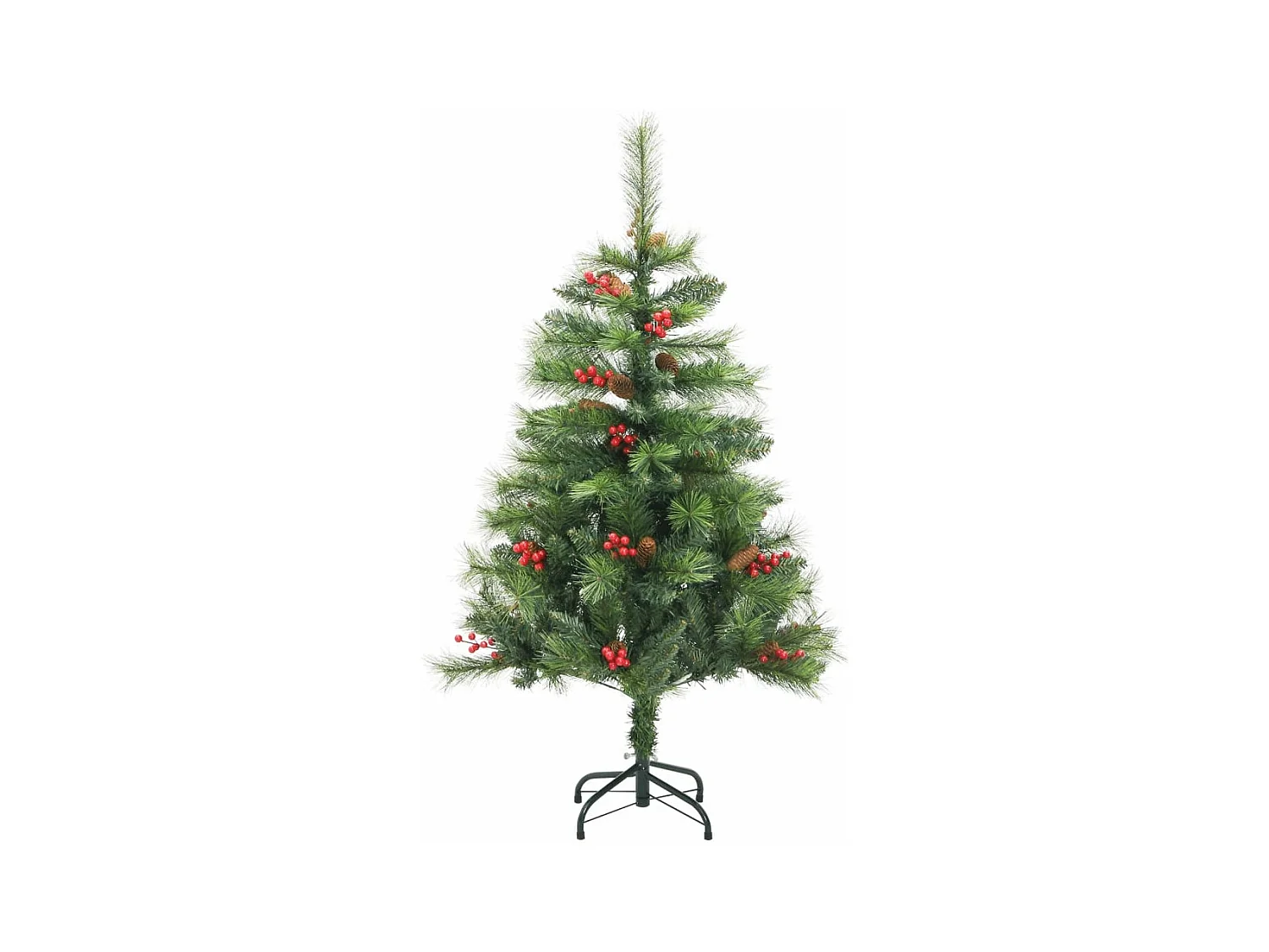 Kunstkerstboom met scharnieren dennenappels en bessen 150 cm