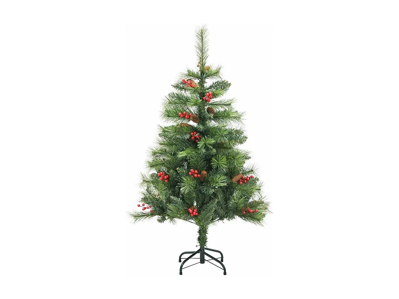 Árvore de Natal artificial articulada c/ pinhas e bagas 150 cm