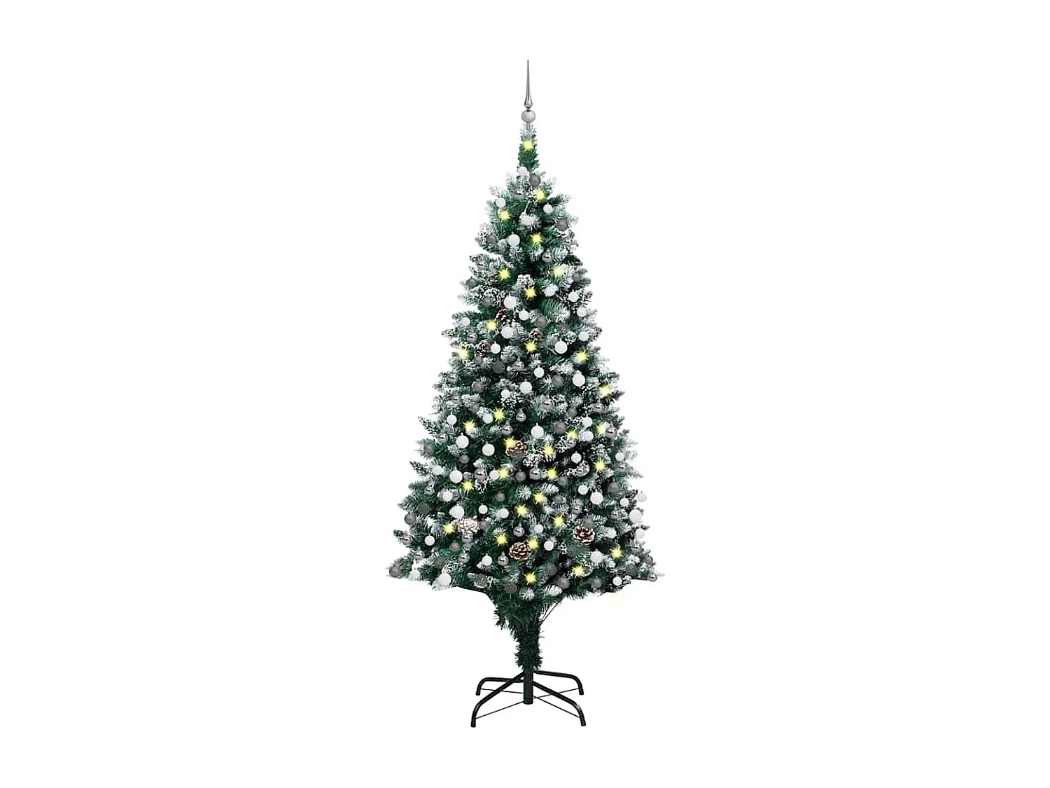 Kunstkerstboom met verlichting kerstballen dennenappels 210 cm