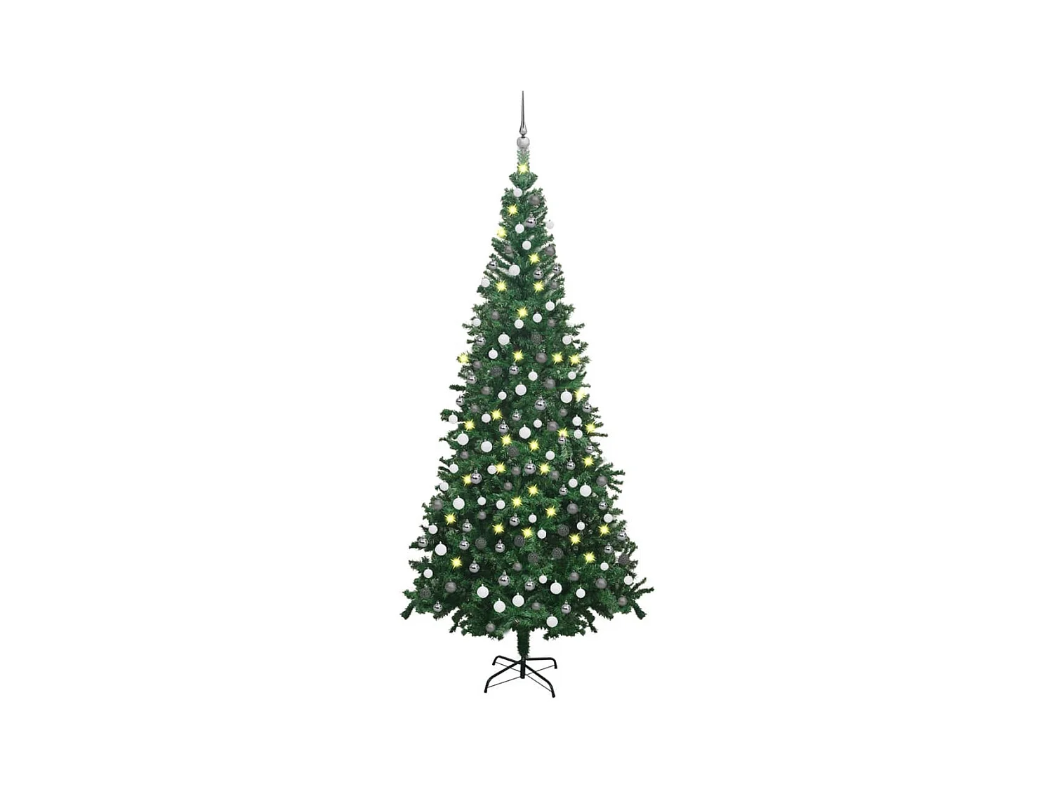 Künstlicher Weihnachtsbaum mit Beleuchtung Kugeln L 240 cm Grün