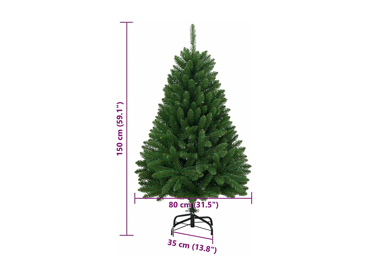 Künstlicher Weihnachtsbaum Klappbar mit Ständer Grün 150 cm
