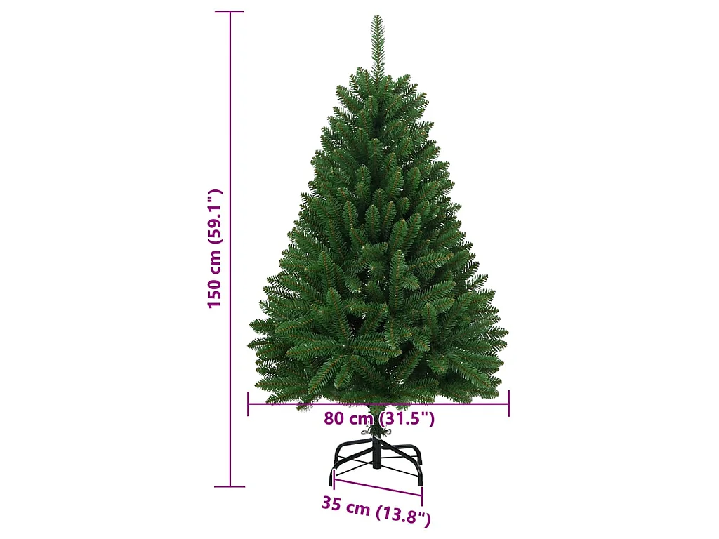 Sapin de Noël artificiel à charnières avec support vert 150 cm