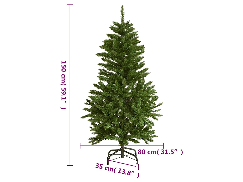 Sapin de Noël artificiel à charnières avec support vert 150 cm