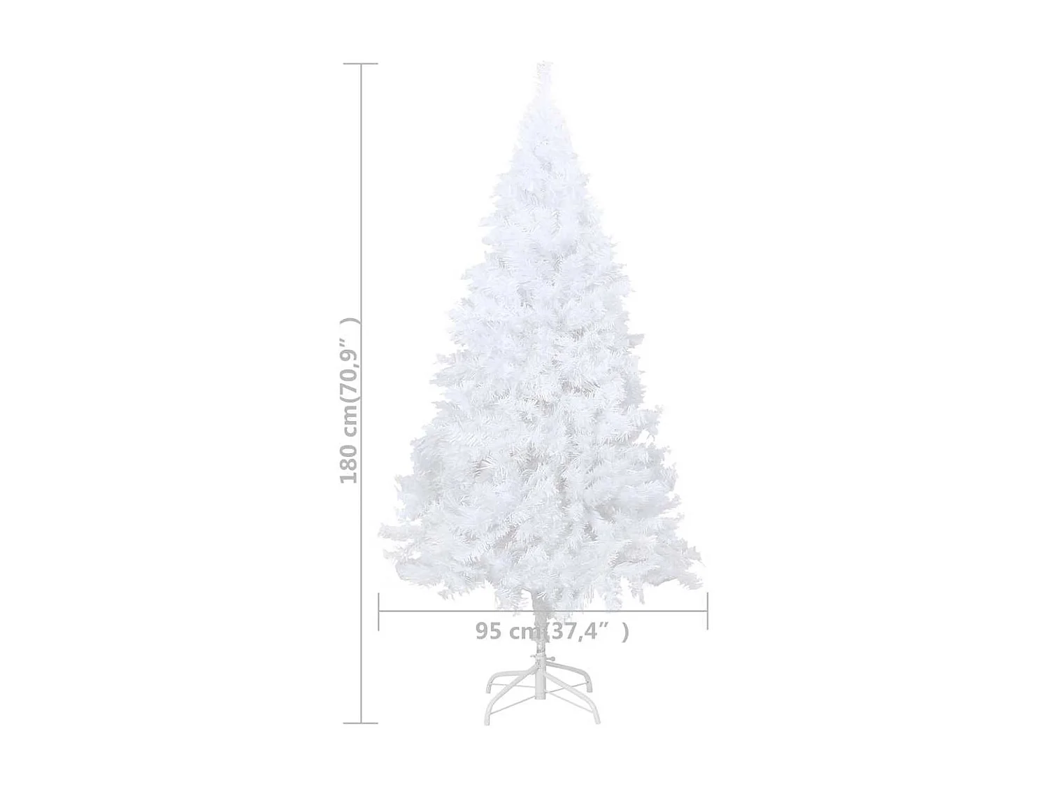 Arbre de Noël artificiel pré-éclairé et boules blanc 180 cm PVC
