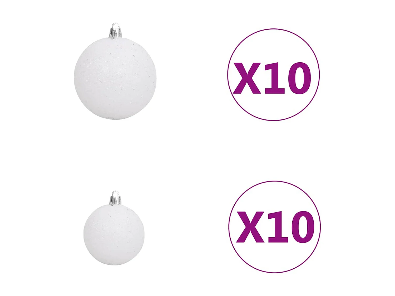 Arbre de Noël artificiel pré-éclairé et boules blanc 180 cm PVC