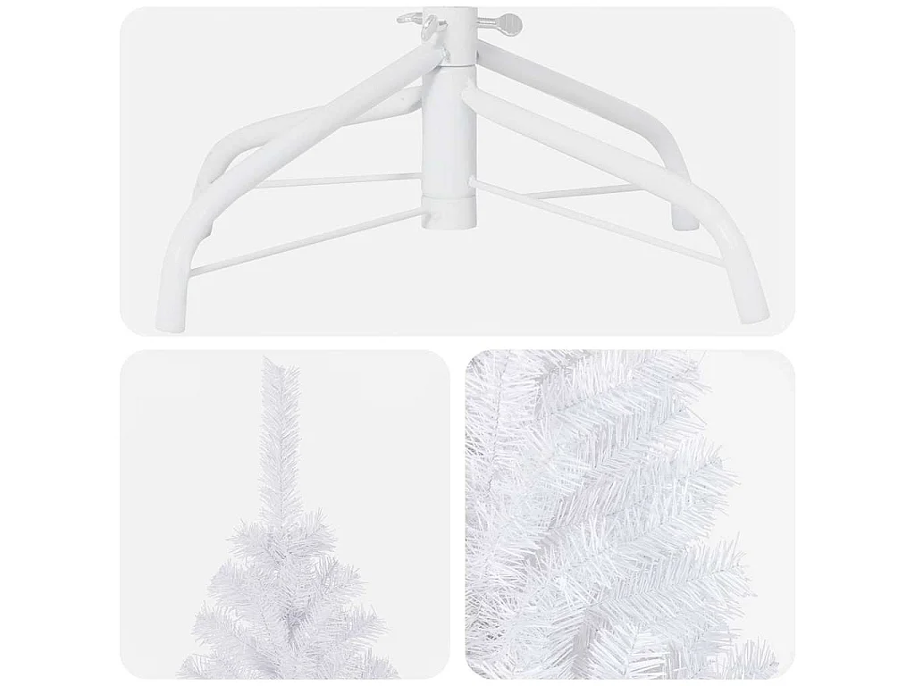 Arbre de Noël artificiel pré-éclairé et boules blanc 180 cm PVC
