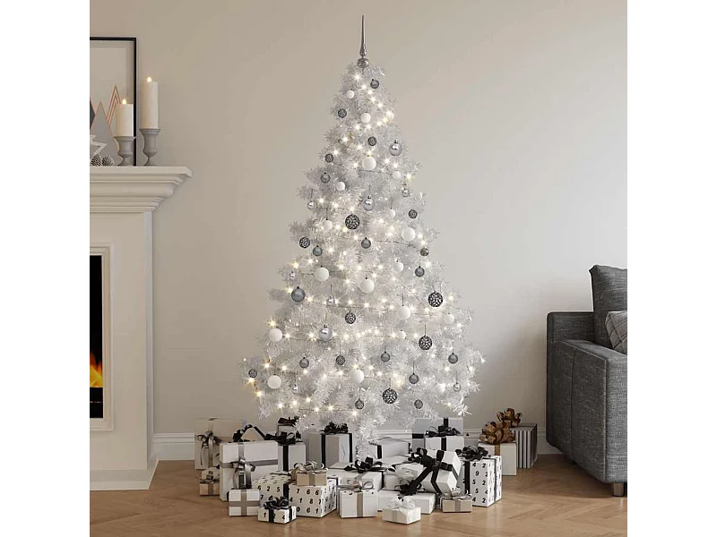 Árvore Natal artificial pré-iluminada c/ bolas PVC branco