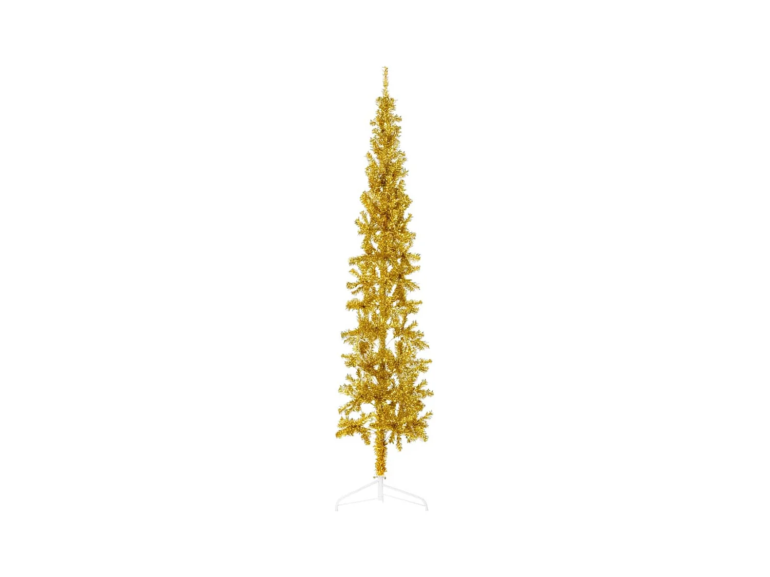 Medio árbol de Navidad artificial con soporte dorado 210 cm