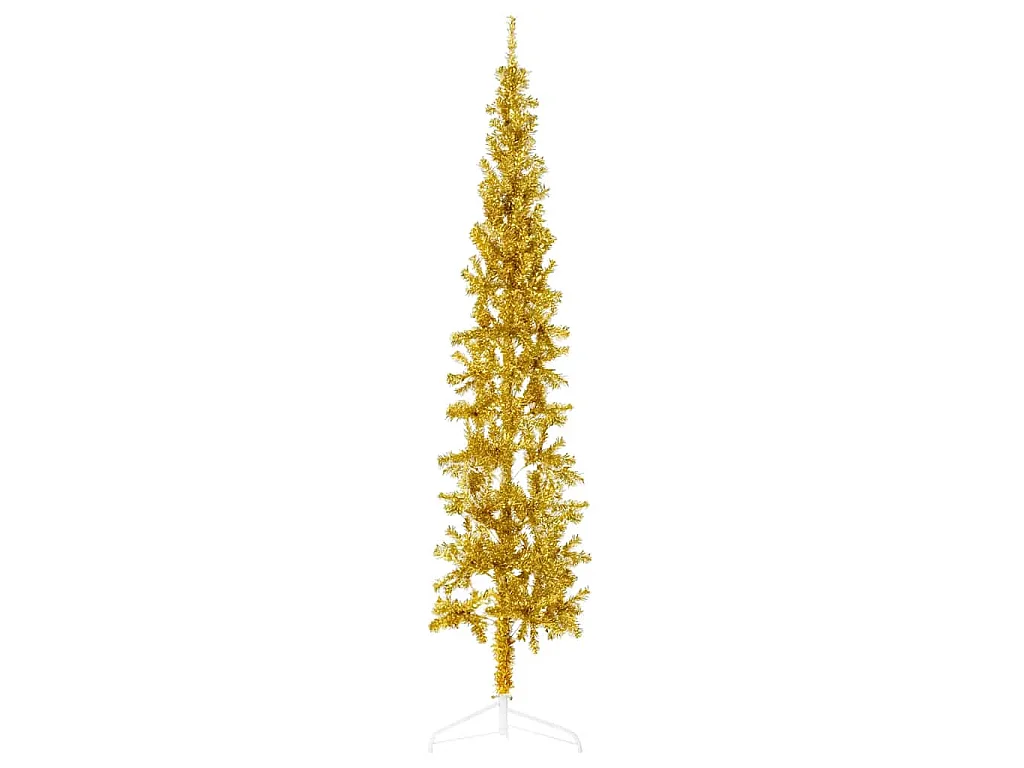 Kunstkerstboom half met standaard smal 210 cm goudkleurig