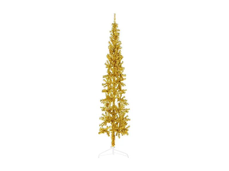 Demi sapin de Noël artificiel mince avec support Doré 210 cm