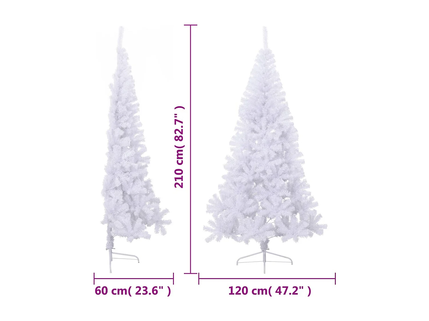 Kunstkerstboom met standaard half 210 cm PVC groen