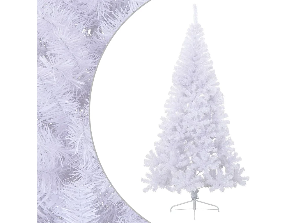 Meia árvore de Natal artificial com suporte 210 cm PVC branco