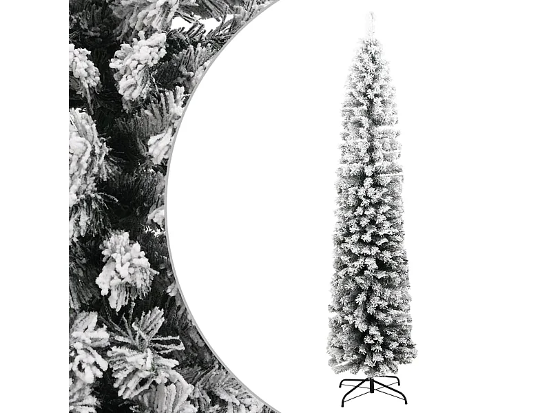 Künstlicher Weihnachtsbaum Schlank mit Schnee Grün 180 cm PVC