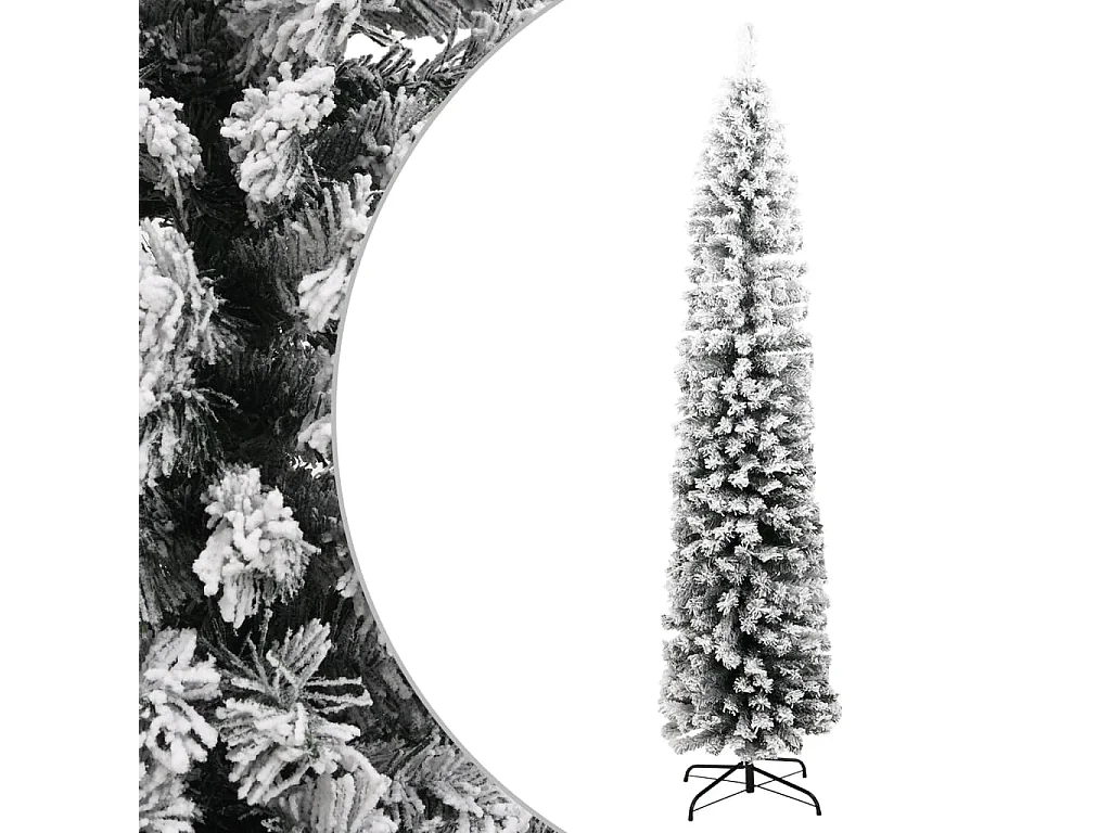 Sapin de Noël artificiel mince flocon de neige vert 180 cm PVC