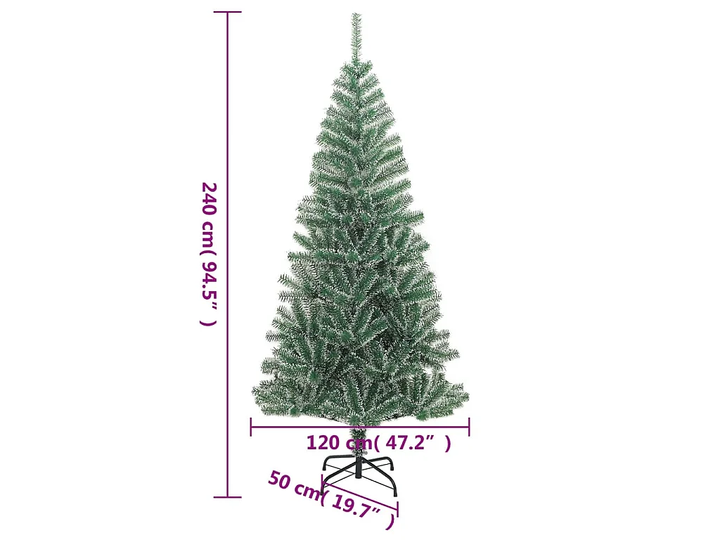 Árvore de Natal artificial com flocos de neve 240 cm verde