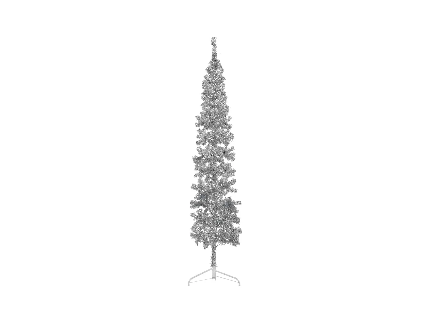 Demi sapin de Noël artificiel mince avec support Argenté 240 cm