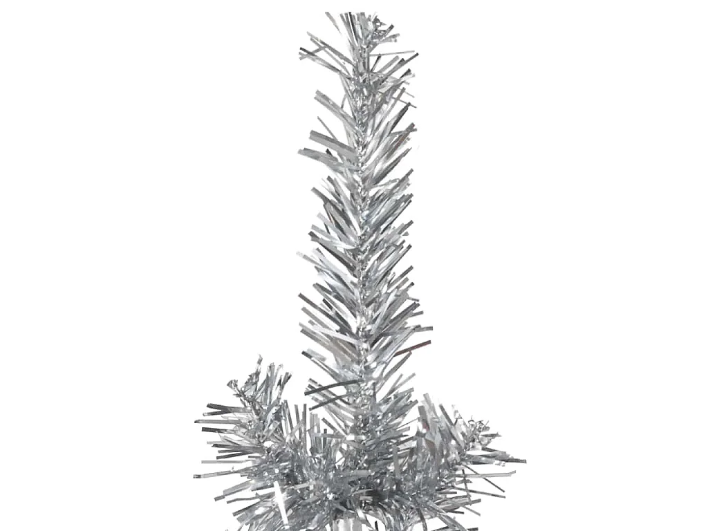 Kunstkerstboom half met standaard smal 240 cm zilverkleurig