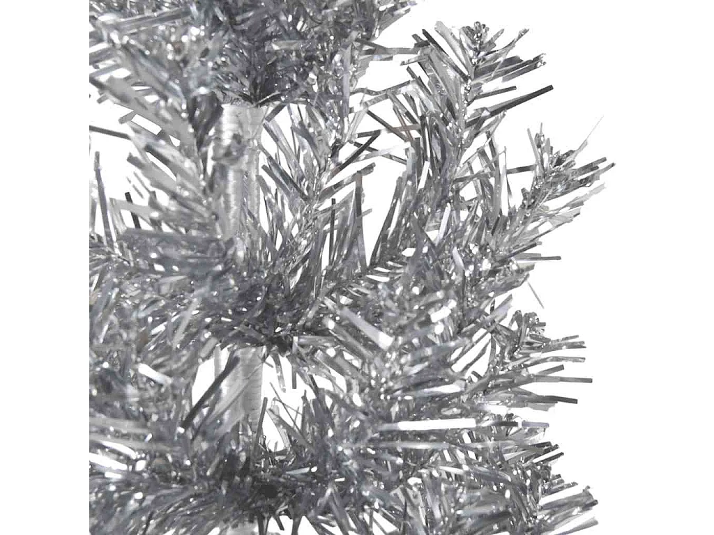 Kunstkerstboom half met standaard smal 240 cm zilverkleurig