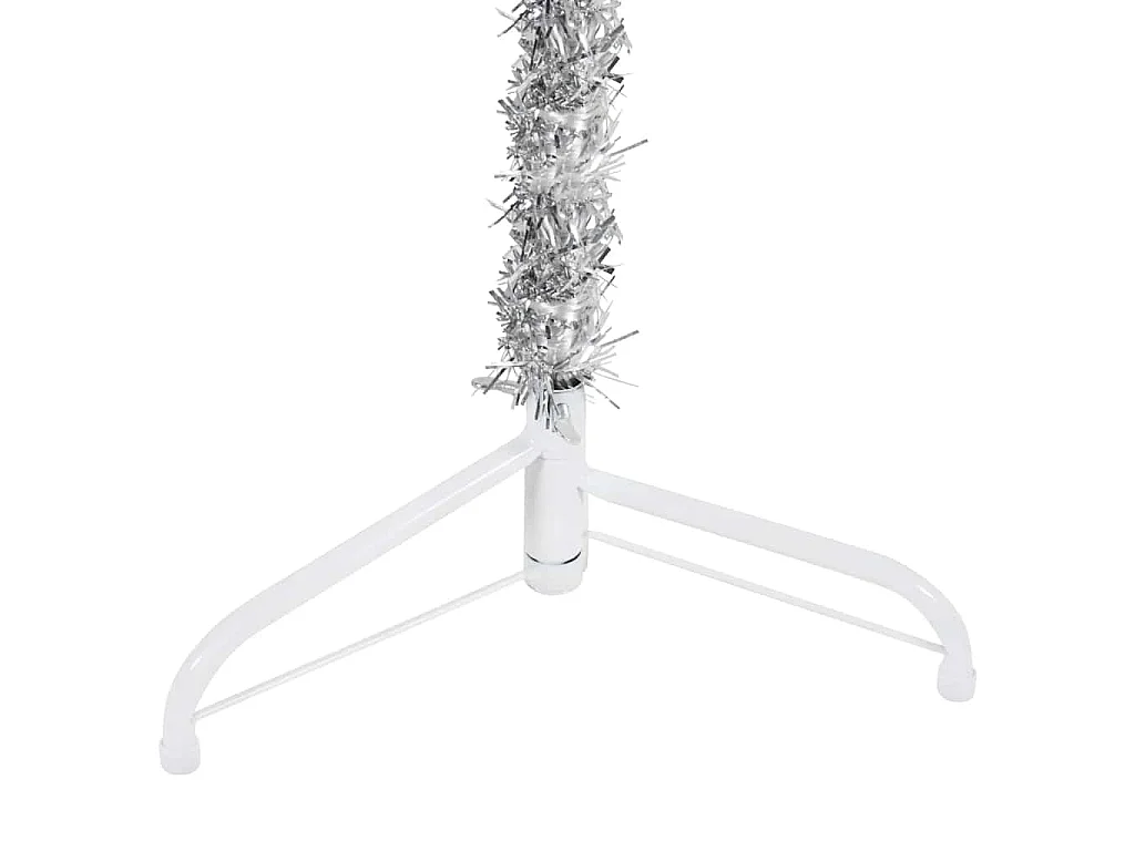 Kunstkerstboom half met standaard smal 240 cm zilverkleurig