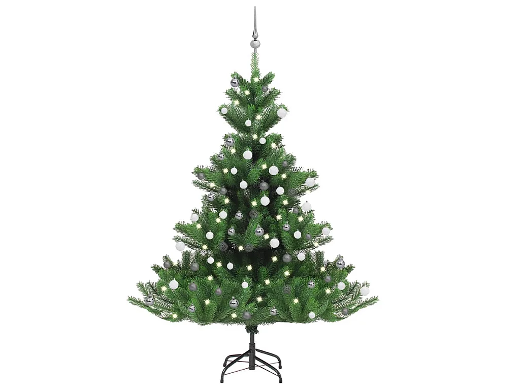 Künstlicher Weihnachtsbaum Nordmann LED & Kugeln Grün 180 cm