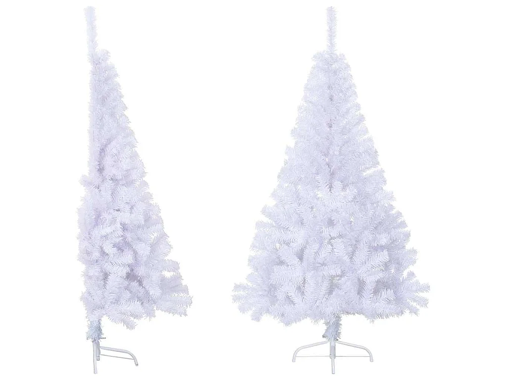 Meia árvore de Natal artificial com suporte 150 cm PVC branco
