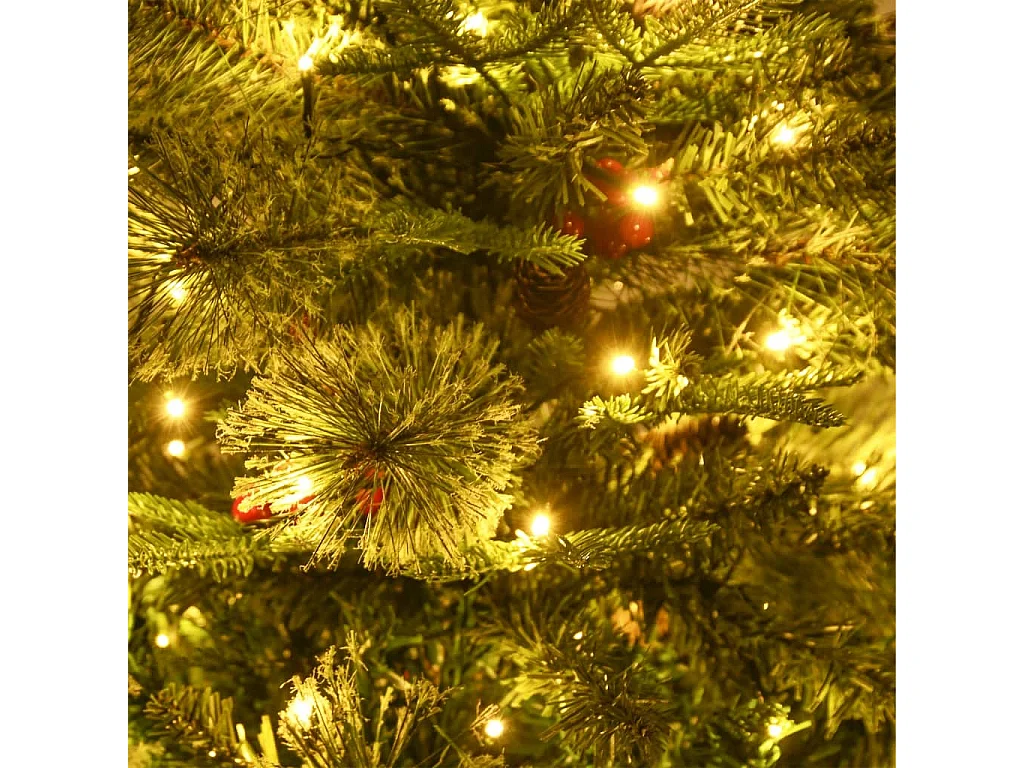 Kerstboom met LED en dennenappels 120 cm PVC en PE groen