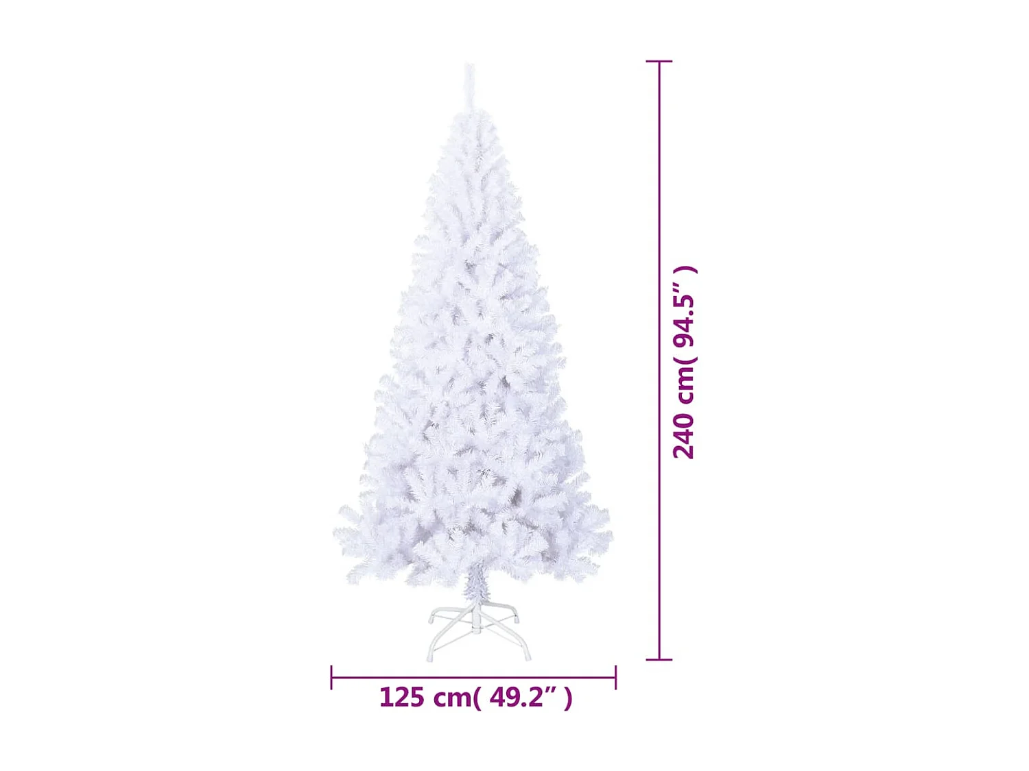 Künstlicher Weihnachtsbaum mit Dicken Zweigen Weiß 240 cm PVC
