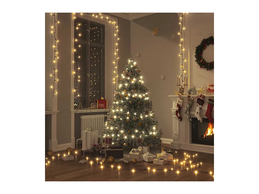 Guirlande lumineuse et 600 LED 60 m 8 effets lumineux IP44 Blanc chaud