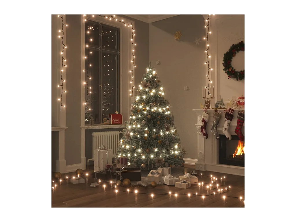 Stringa di Luci con 600 LED 60 m 8 Effetti Luce IP44 Bianco Caldo