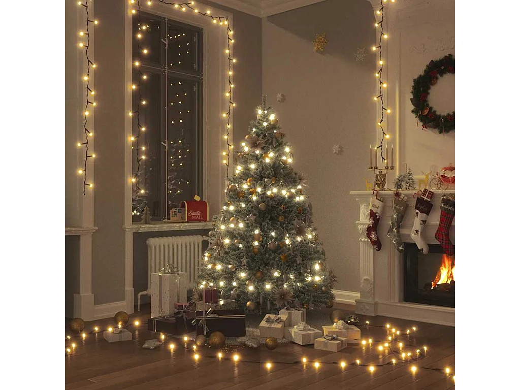 Guirlande lumineuse et 600 LED 60 m 8 effets lumineux IP44 Blanc chaud