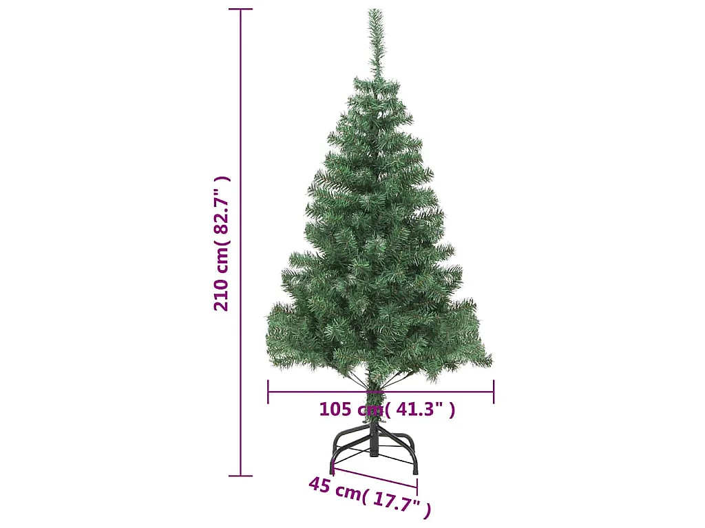 Árvore de Natal artificial com suporte de aço 210 cm 910 ramos