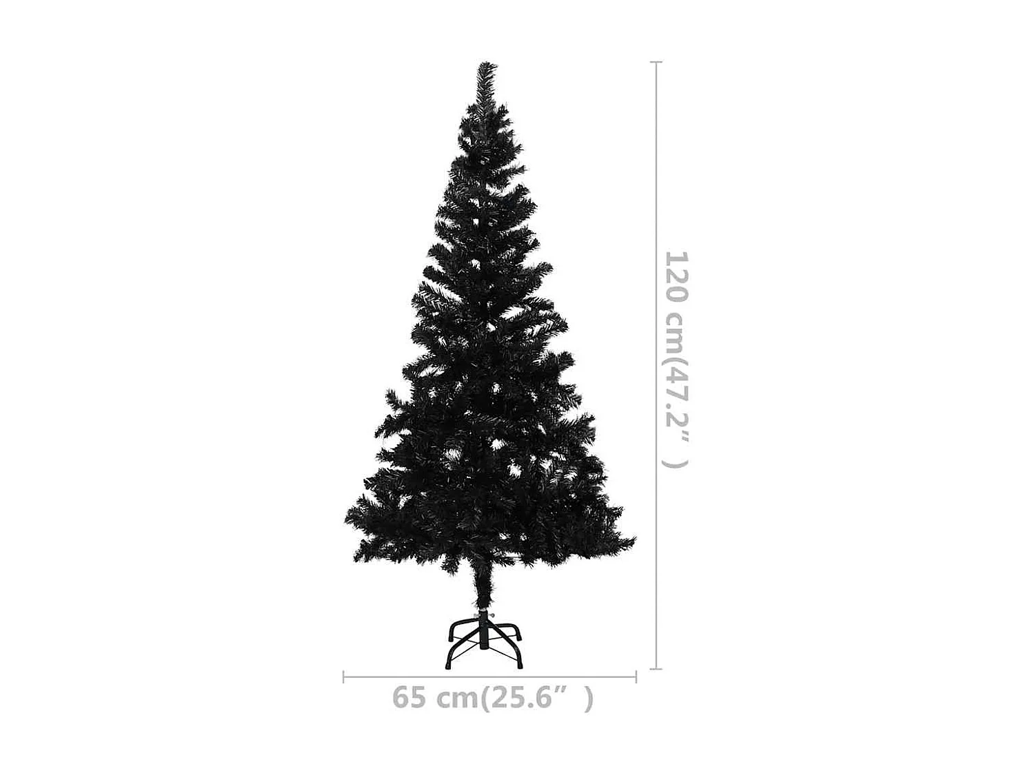 Arbre de Noël artificiel pré-éclairé et boules noir 120 cm PVC