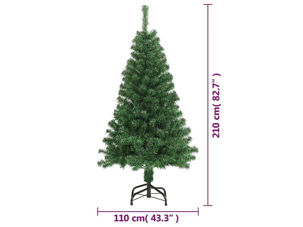 Árvore de Natal artificial com ramos grossos 210 cm PVC verde