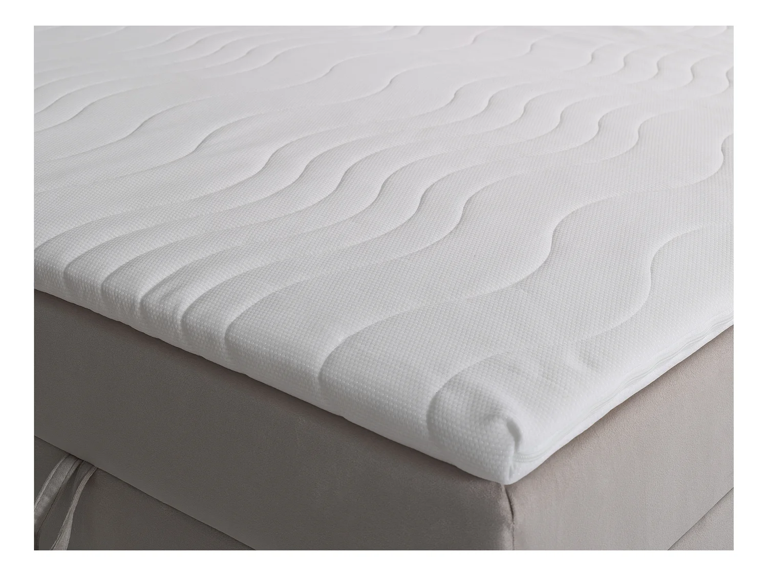 Ensemble complet literie déco tête de lit avec led + sommiers coffre + matelas + surmatelas - 160 x 200 cm - Velours - Beige - ORANA de YSMÉE