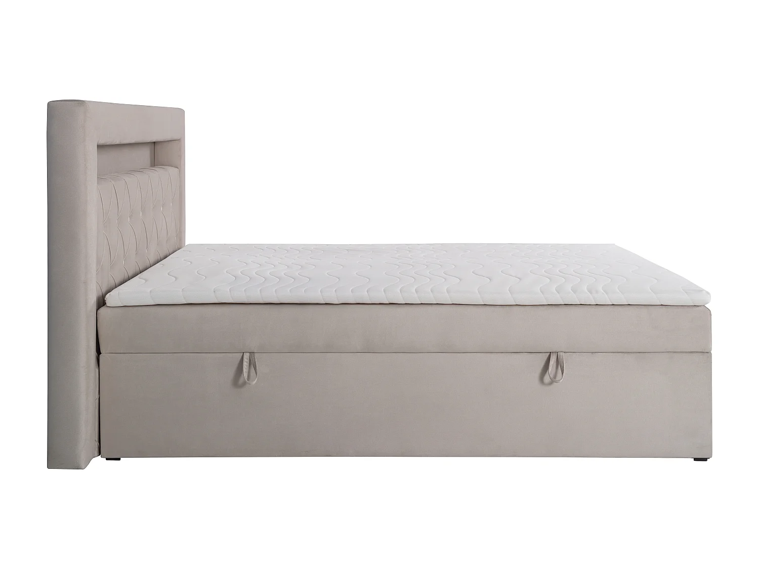 Set letto deco testata LED + rete vano + Materasso + topper 180 x 200 cm Velluto Beige - ORANA di YSMÉE